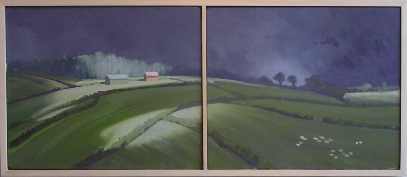 Devon landscape with black sky